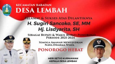 Photo of Kepala Desa Lembah Kecamatan Babadan Heri Setyo Kurniawan Mengucapkan Selamat Atas Dilantiknya Bupati dan Wakil Ponorogo 2021-2024